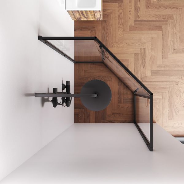 Душова огорожа Gem 5-corner Pivot 90x90 см, без піддона, чорний матовий профіль AM.PM Gem W90UG-405-9090-BT W90UG-405-9090-BT фото