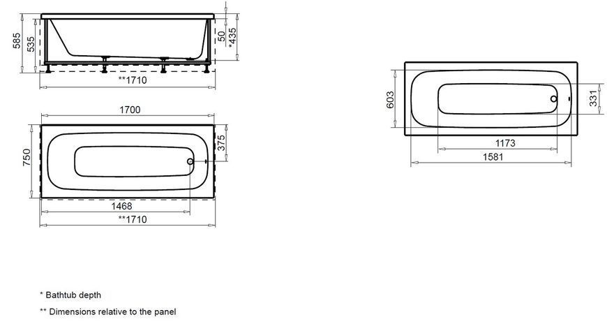 Ванна акрилова AM.PM Sense 170x70 см W75A-170-070W-AU W75A-170-070W-AU фото