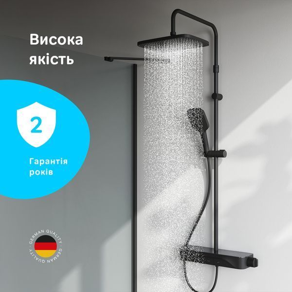 Душова система AM.PM Func з термостатом, полицею та виливом, чорна матова F078F322 F078F322 фото