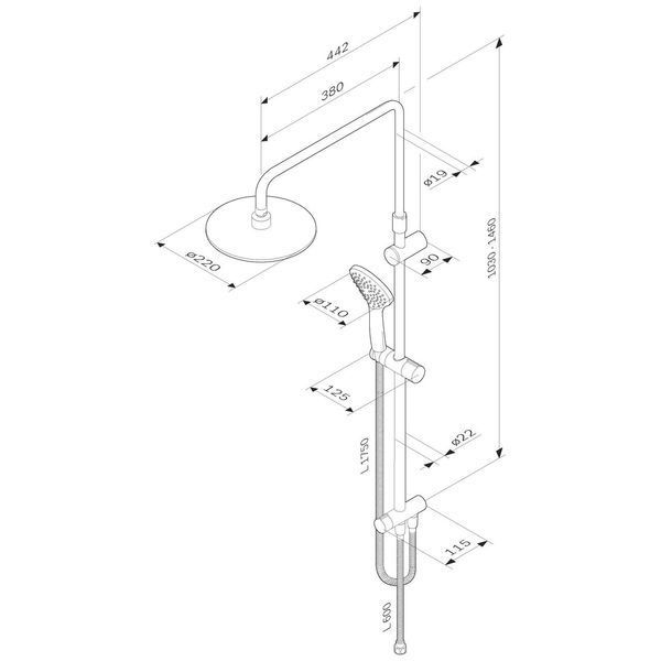 Душова система AM.PM Gem ShowerSpot без змішувача, чорна F0790022 F0790022 фото