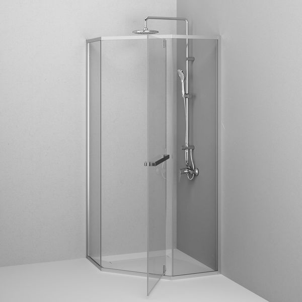 Душова огорожа Gem 5-corner Pivot 90x90 см, без піддона, хромований профіль AM.PM Gem W90UG-405-9090-MT W90UG-405-9090-MT фото