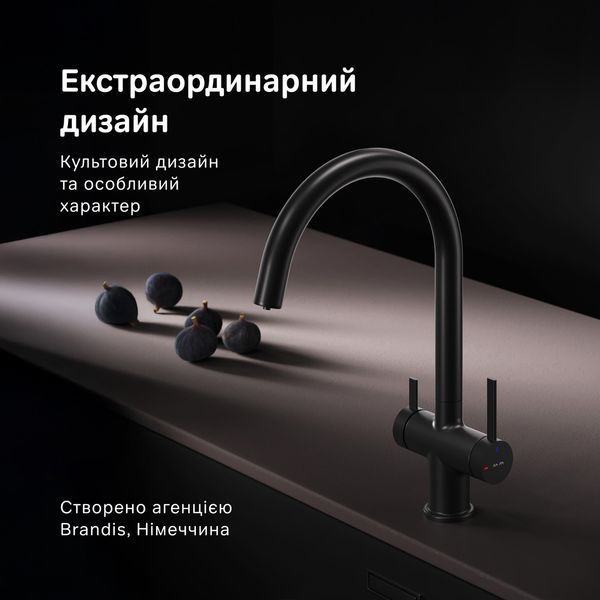 Змішувач для кухні з C-подібним виливом і каналом для питної води AM.PM Func, чорний F8F07722 F8F07722 фото