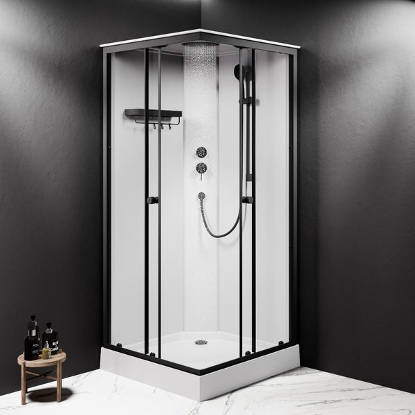 Душова кабіна, прозоре скло, профіль чорний хром, 90x90 см AM.PM X-Joy W94C-403-090BT W94C-403-090BT фото
