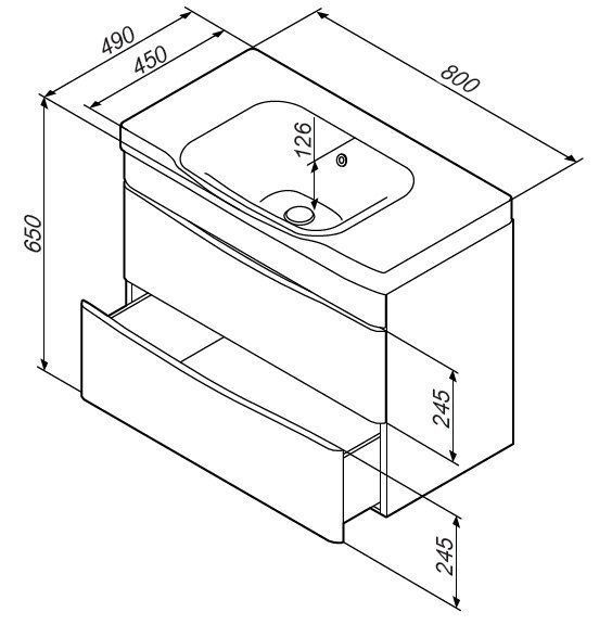 Тумба з раковиною підвісна, 80 см AM.PM Like M80-FHX0802V-WC0802-38 M80-FHX0802V-WC0802-38 фото