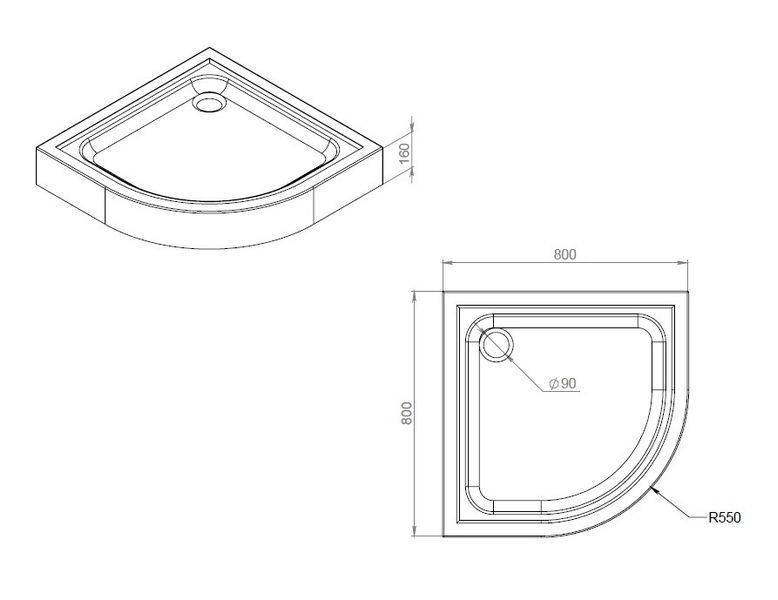 Піддон душовий 80x80 см, із сифоном AM.PM Gem W90T-401-080W W90T-401-080W фото