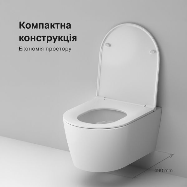 Унітаз підвісний 49 см AquaSpin AM.PM Func із сидінням мікроліфт, білий CFA1902SC CFA1902SC фото