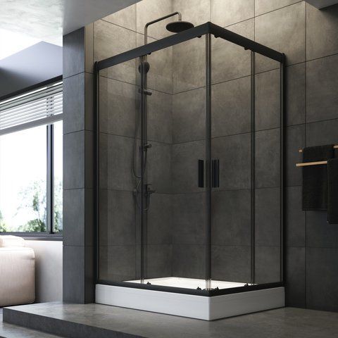 Душова огорожа Gem Square Slide 120x90 см, прозоре скло, чорний матовий профіль AM.PM Gem W90UG-403-120290-BT W90UG-403-120290-BT фото