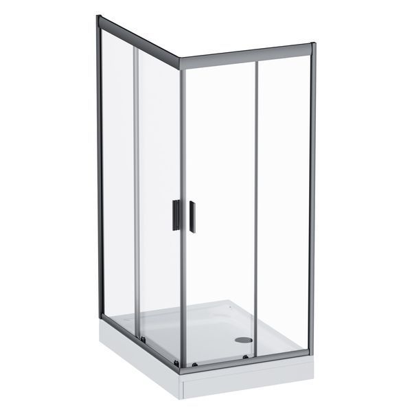 Душова огорожа Gem Square Slide 120x90 см, прозоре скло, чорний матовий профіль AM.PM Gem W90UG-403-120290-BT W90UG-403-120290-BT фото