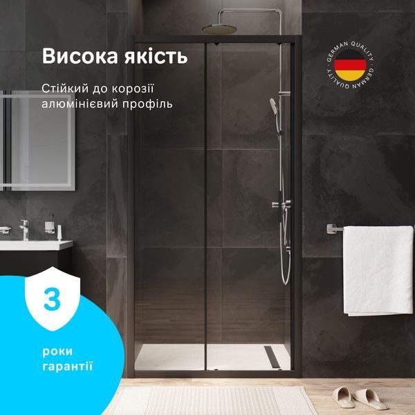Душові двері, прозоре скло, профіль матовий чорний, 100x195 см AM.PM Gem W90UG-100-1S-195BT W90UG-100-1S-195BT фото