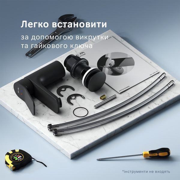 Змішувач для умивальника AM.PM X-Joy, чорний F85A02122 F85A02122 фото