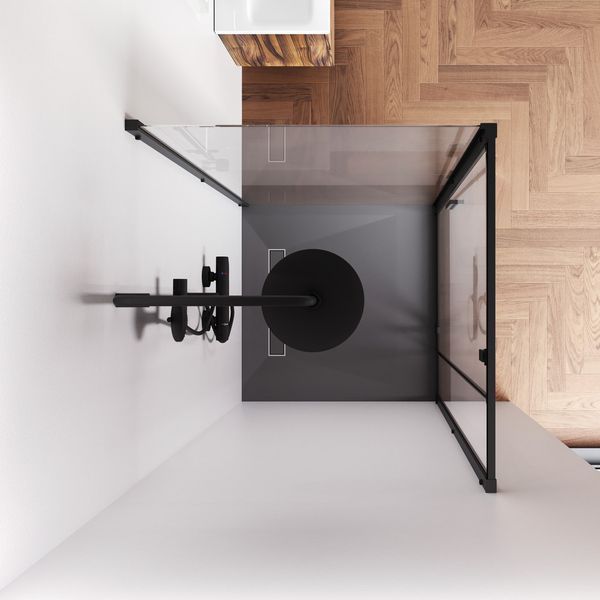 Душова огорожа Gem Square Pivot 90x90 см, без піддона, чорний профіль AM.PM Gem W90UG-404-9090-BT W90UG-404-9090-BT фото
