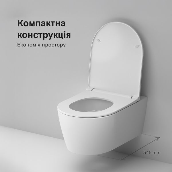 Унітаз підвісний 54 см AquaSpin AM.PM Func із сидінням мікроліфт, білий CFA1903SC CFA1903SC фото