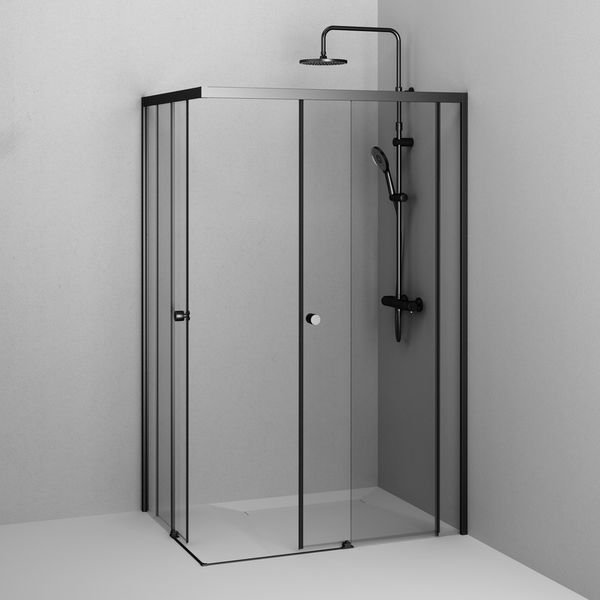 Душова огорожа X-Joy Square Slide 120x90 см, прозоре скло, чорний профіль AM.PM X-Joy W94G-403-12090-BT W94G-403-12090-BT фото