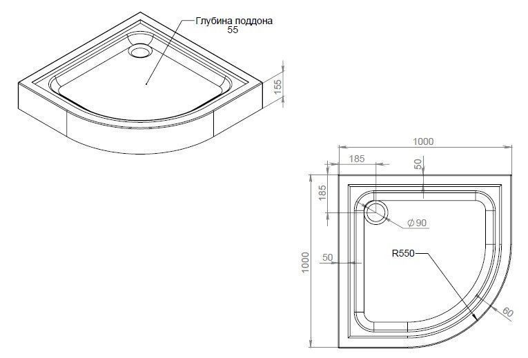 Піддон душовий 100x100 см AM.PM Gem W90T-401-100W W90T-401-100W фото